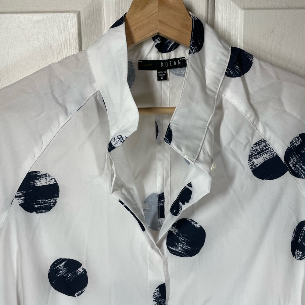 Kozan White Polka Dot Shirt Sz S - Picture 9 of 12